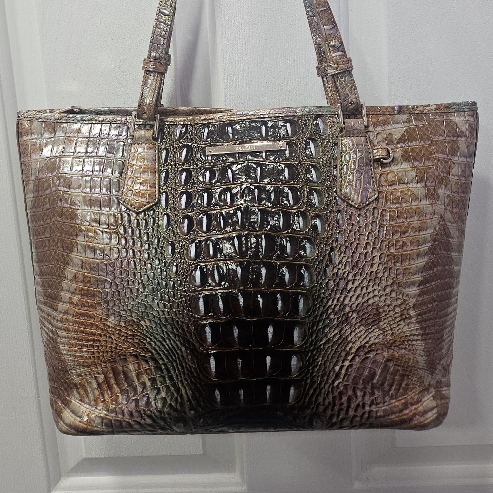 Brahmin Medium Asher Tote Truffle Python Ombre Me… - image 2